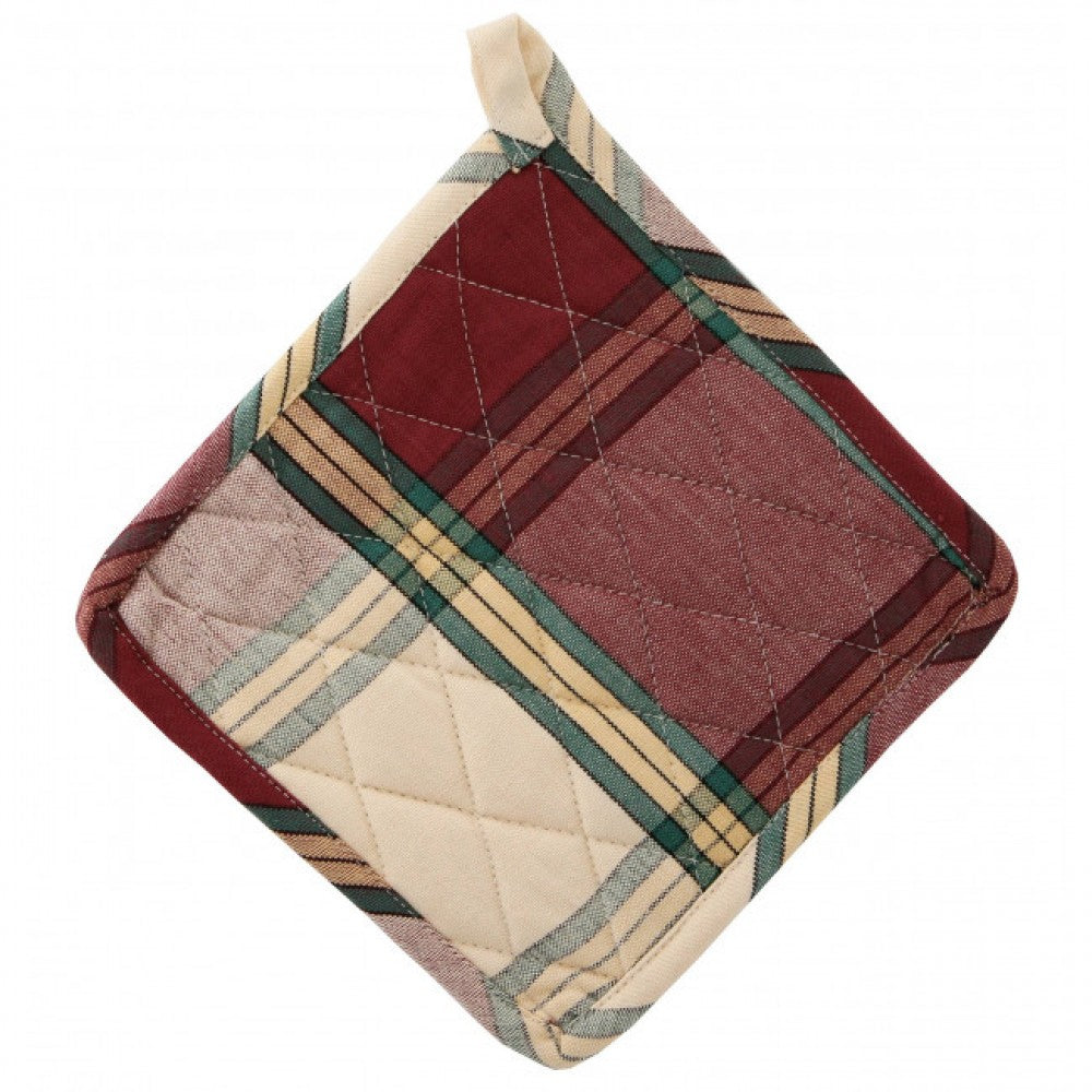 Set Of 2 Sherwood Burgundy Check Pattern Pot Holder