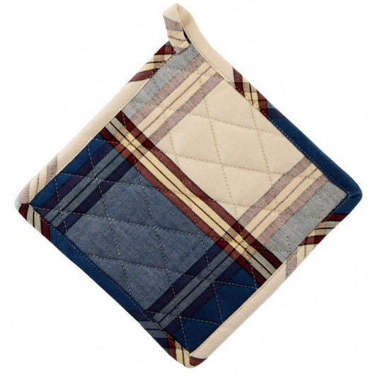 Set Of 2 Sherwood Navy Check Pattern Pot Holder