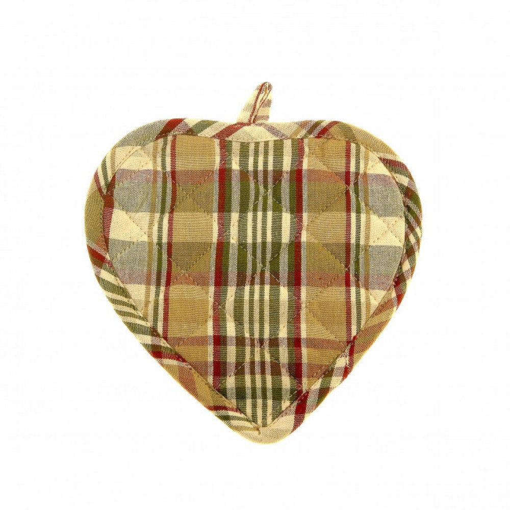 Set Of 2 Heart Shaped Rosemary Check Pattern Pot Holder