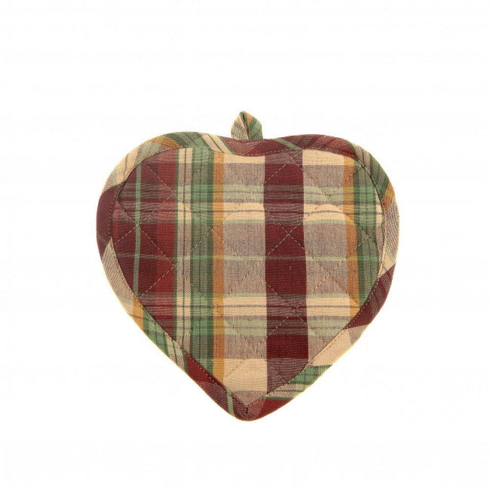 Set Of 2 Heart Shaped Alaska Check Pattern Pot Holder