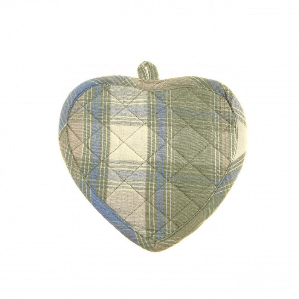 Set Of 2 Heart Shaped Montari Check Pattern Pot Holder