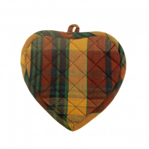 Set Of 2 Heart Shaped Sunset Check Pattern Pot Holder