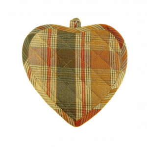 Set Of 2 Heart Shaped Cyprus Check Pattern Pot Holder