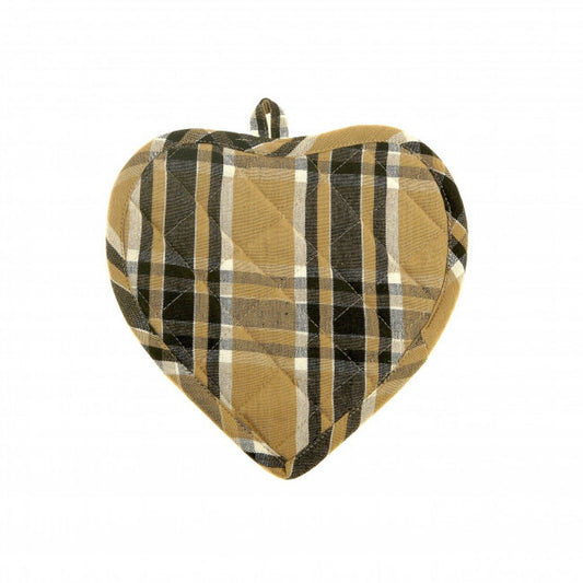 Set Of 2 Heart Shaped Black Haze Check Pattern Pot Holder