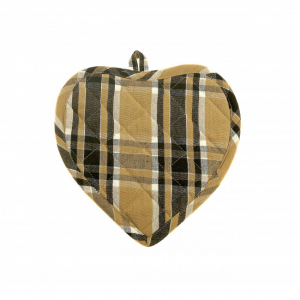 Set Of 2 Heart Shaped Black Haze Check Pattern Pot Holder