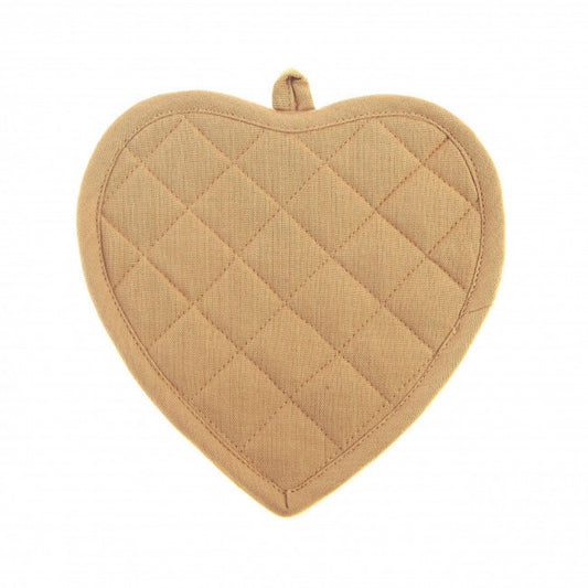 Set Of 2 Heart Shaped Mustard Yellow Diamond Pattern Pot Holder