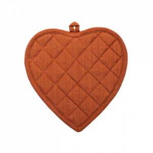 Set Of 2 Heart Shaped Rust Diamond Pattern Pot Holder