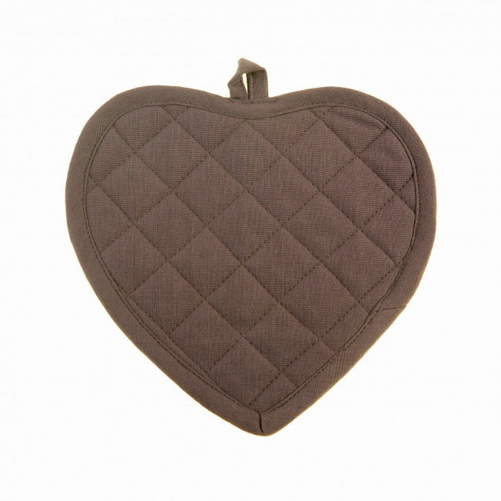Set Of 2 Heart Shaped Chocolate Brown Diamond Pattern Pot Holder