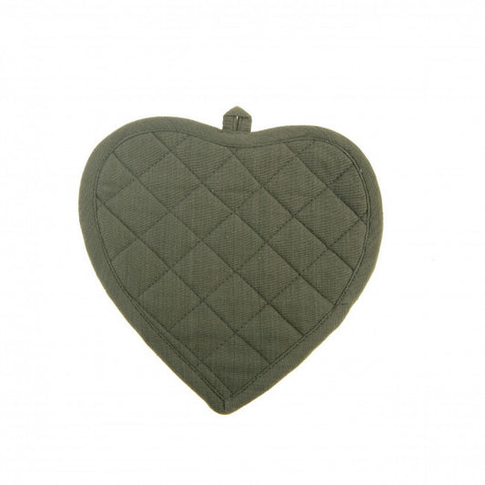 Set Of 2 Heart Shaped Moss Green Diamond Pattern Pot Holder