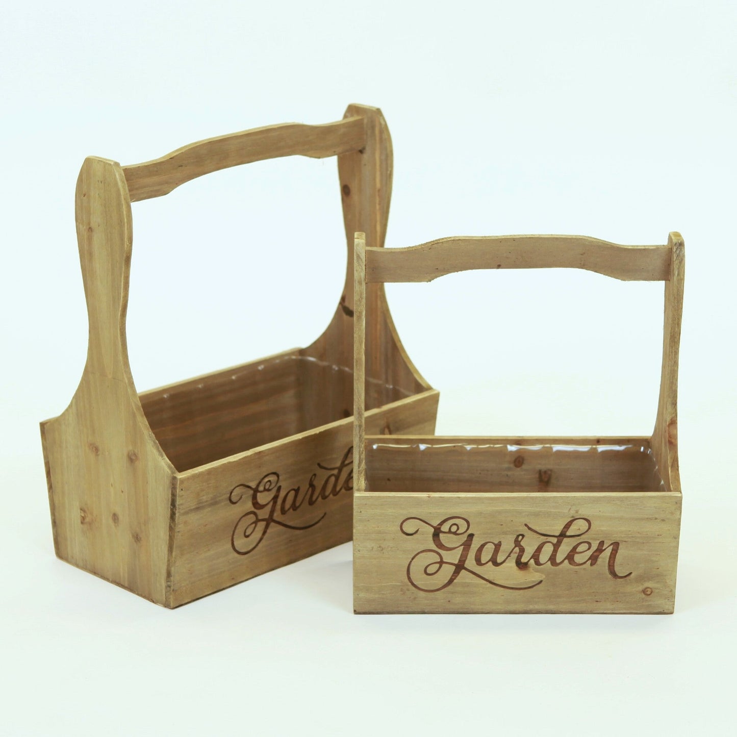 Set Of 2 Long Handled Rectangular With Garden Text Boxes