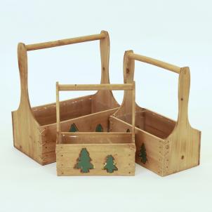 Set Of 3 Long Handled With Green Pine Trees Boxes