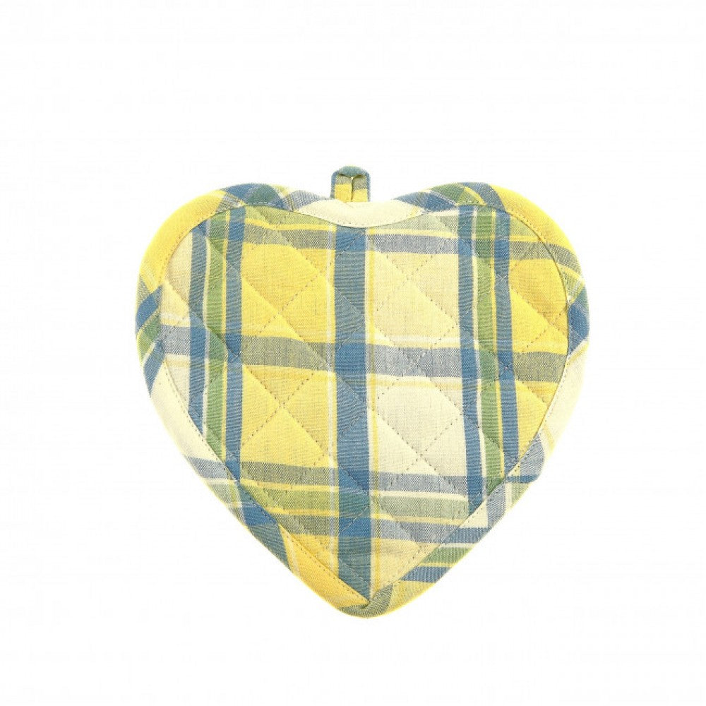 Set Of 2 Heart Shaped St. Jean Checked Pattern Pot Holder