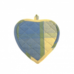 Set Of 2 Heart Shaped Provence Check Pattern Pot Holder