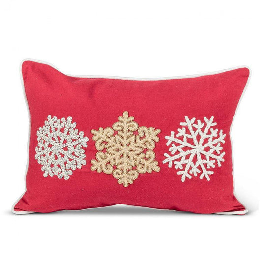 Snowflake Trio On A Red Pillow