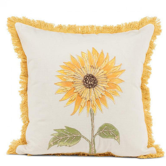 Sunflower With Fringe Edge Pillow