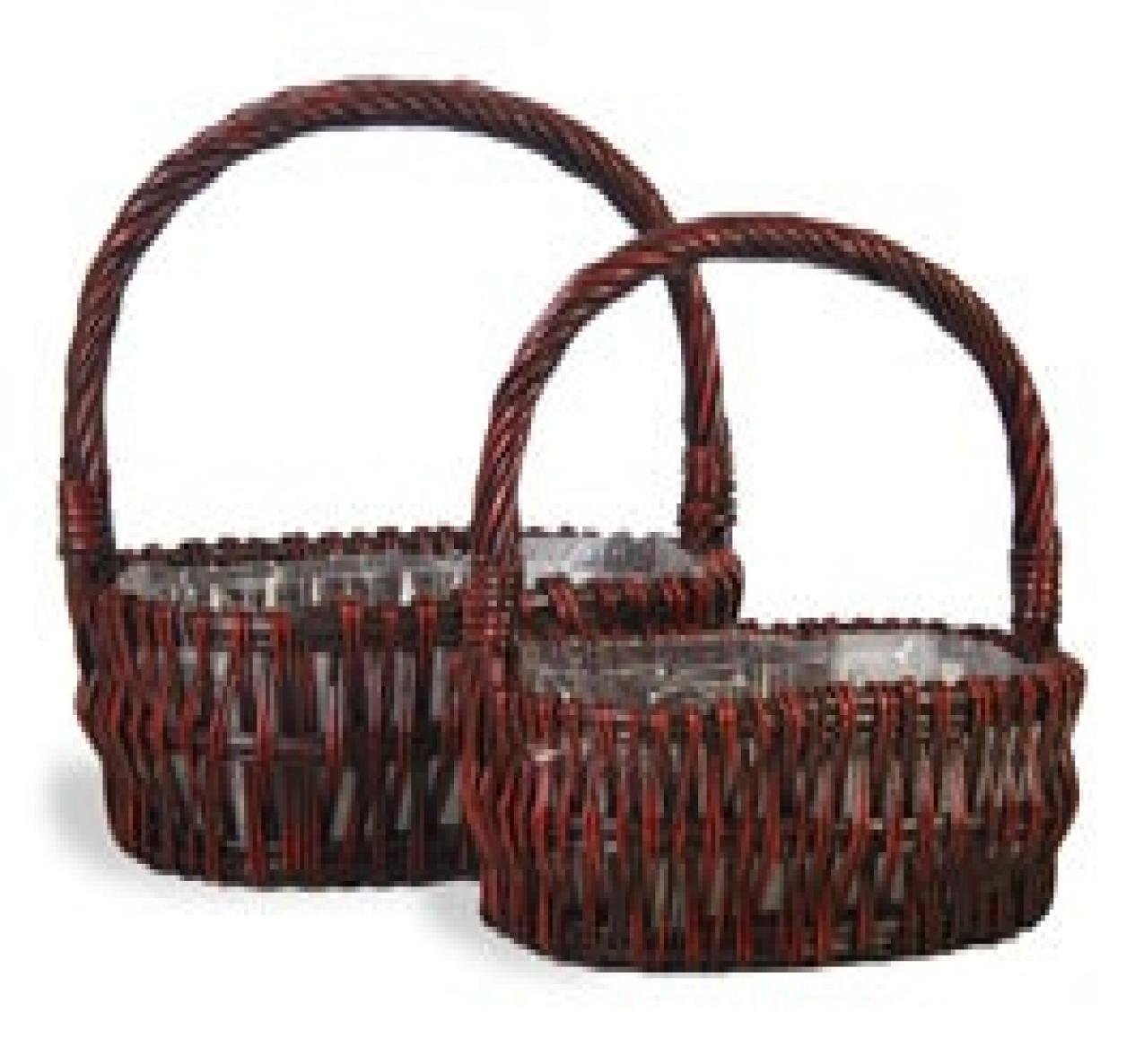 Set Of 2 Oval Willow Handled Baskets