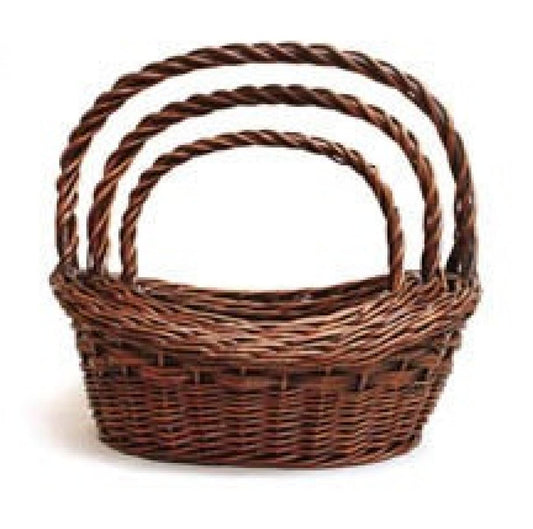 Set Of 3 Oval Java Brown Willow Baskets