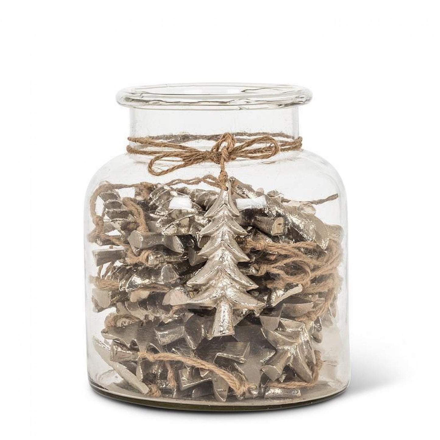 Set Of 40 Jar Of Silver Trees Ornament