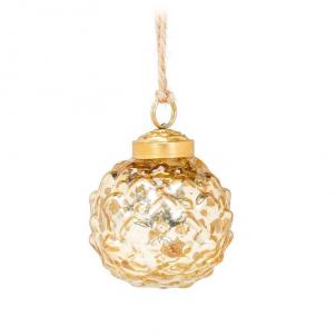 Set Of 20 Jar Of Embossed Gold Ball Ornament