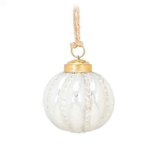 Set Of 20 Jar Of Embossed White Ball Ornament