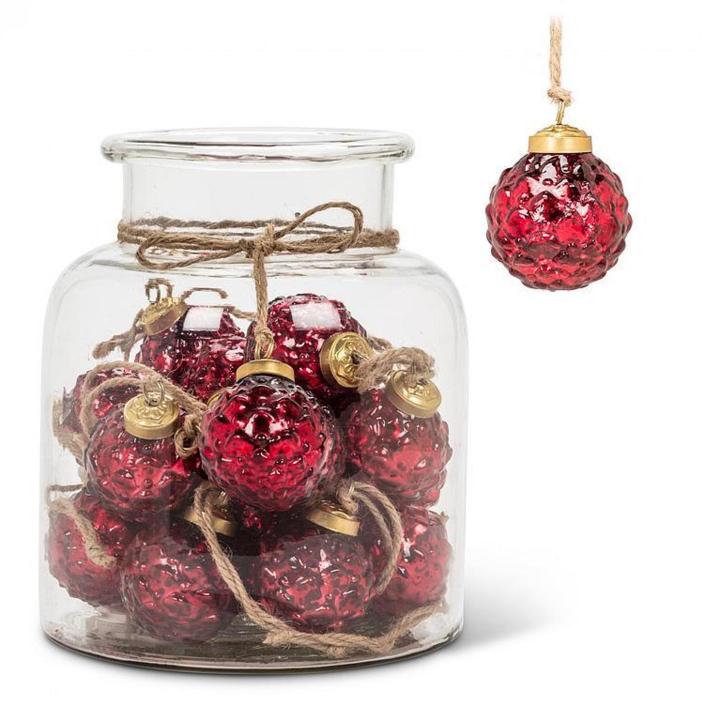 Set Of 20 Jar Of Embossed Red Ball Ornament