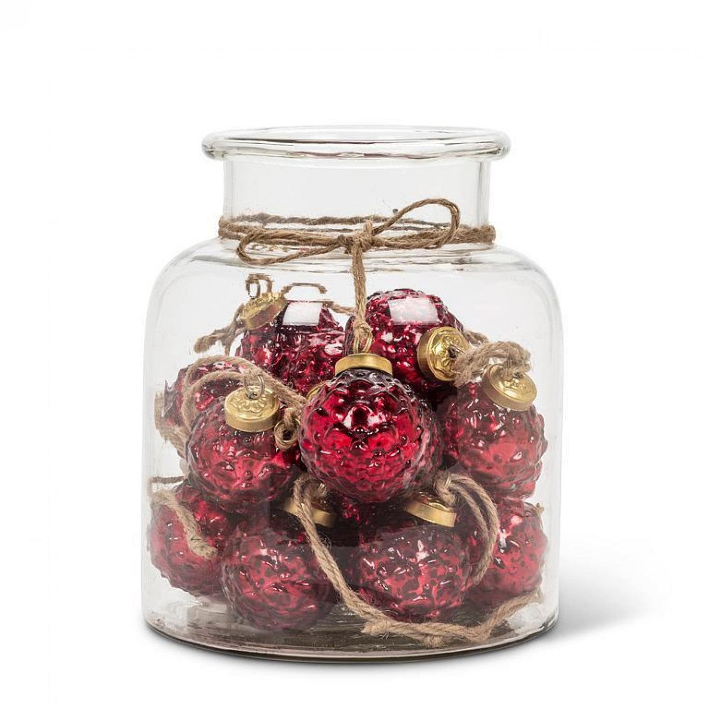 Set Of 20 Jar Of Embossed Red Ball Ornament