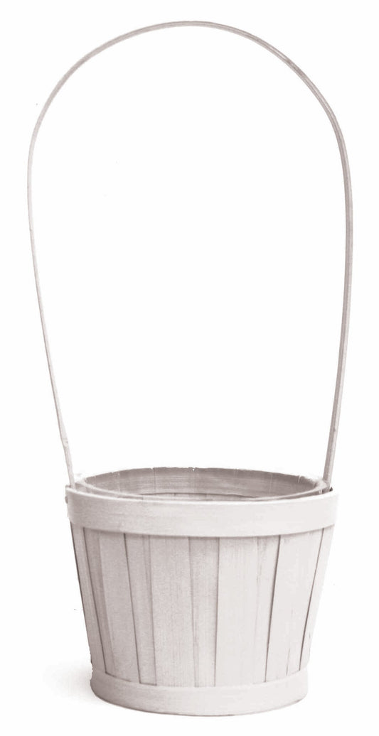 White Washed Slat Bamboo Basket