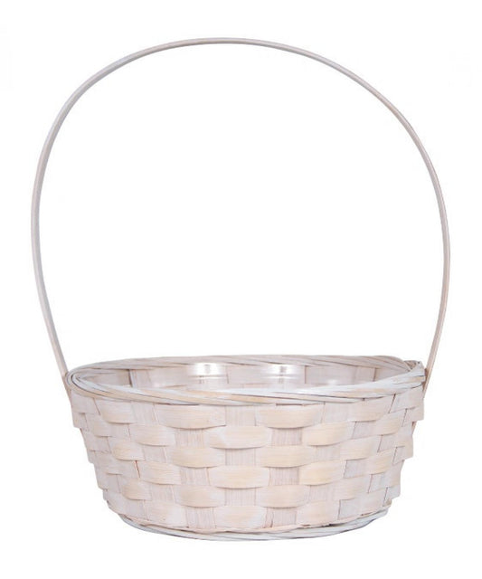 White Washed Bamboo Basket