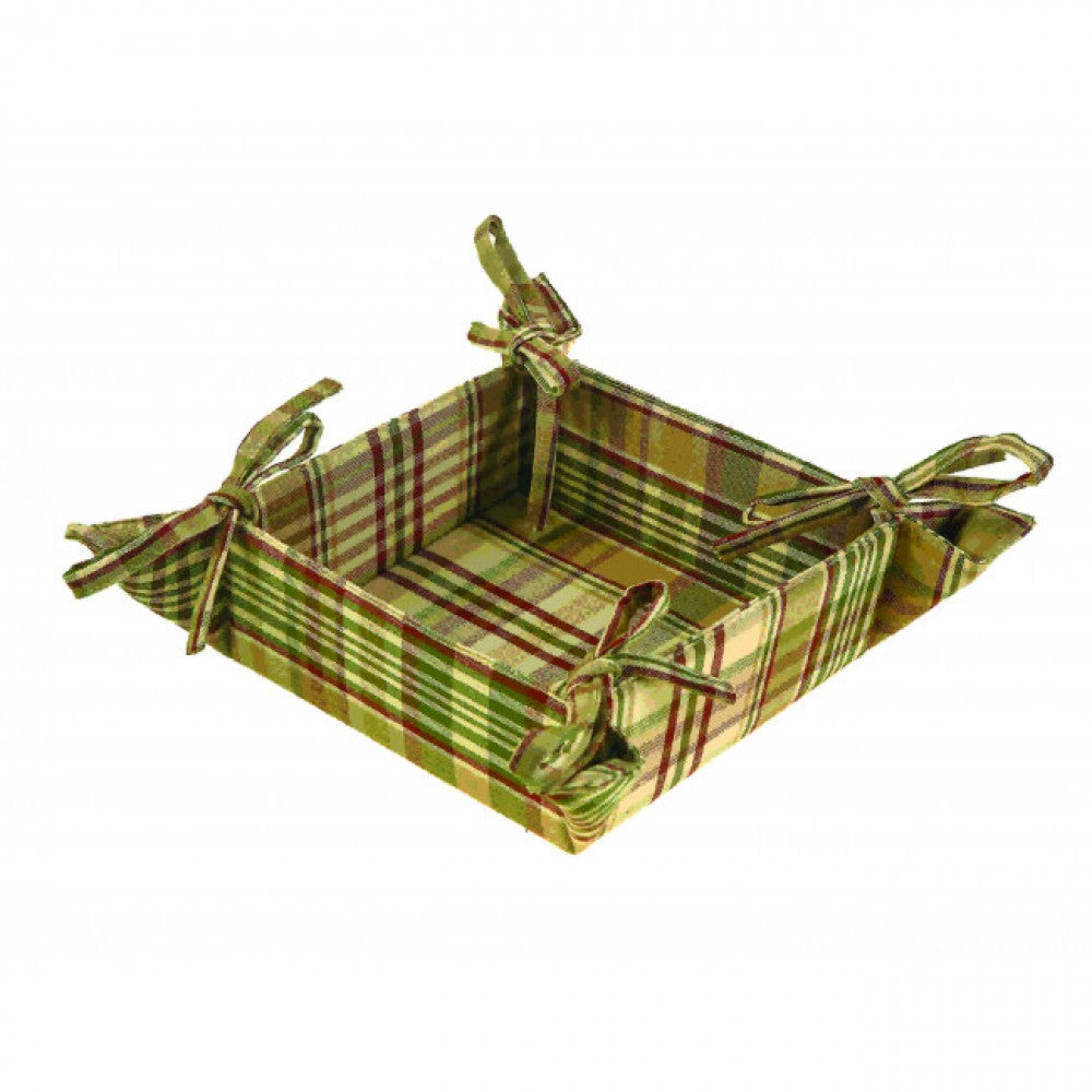 5.5x5.5" Rosemary Check Pattern Bread Basket