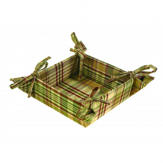 5.5x5.5" Rosemary Check Pattern Bread Basket