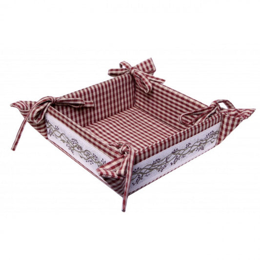 Burgundy Check With Berryvine Pattern Bread Basket