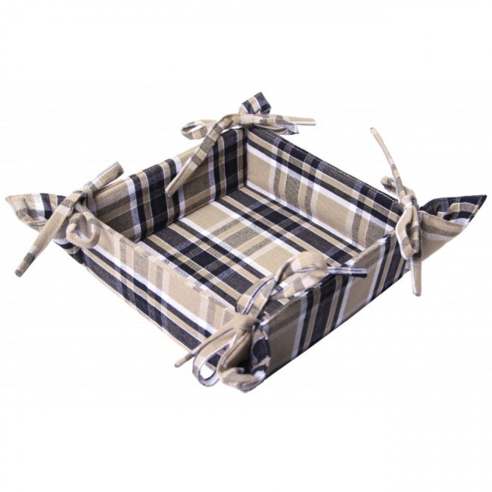 5.5x5.5" Black Haze Check Pattern Bread Basket