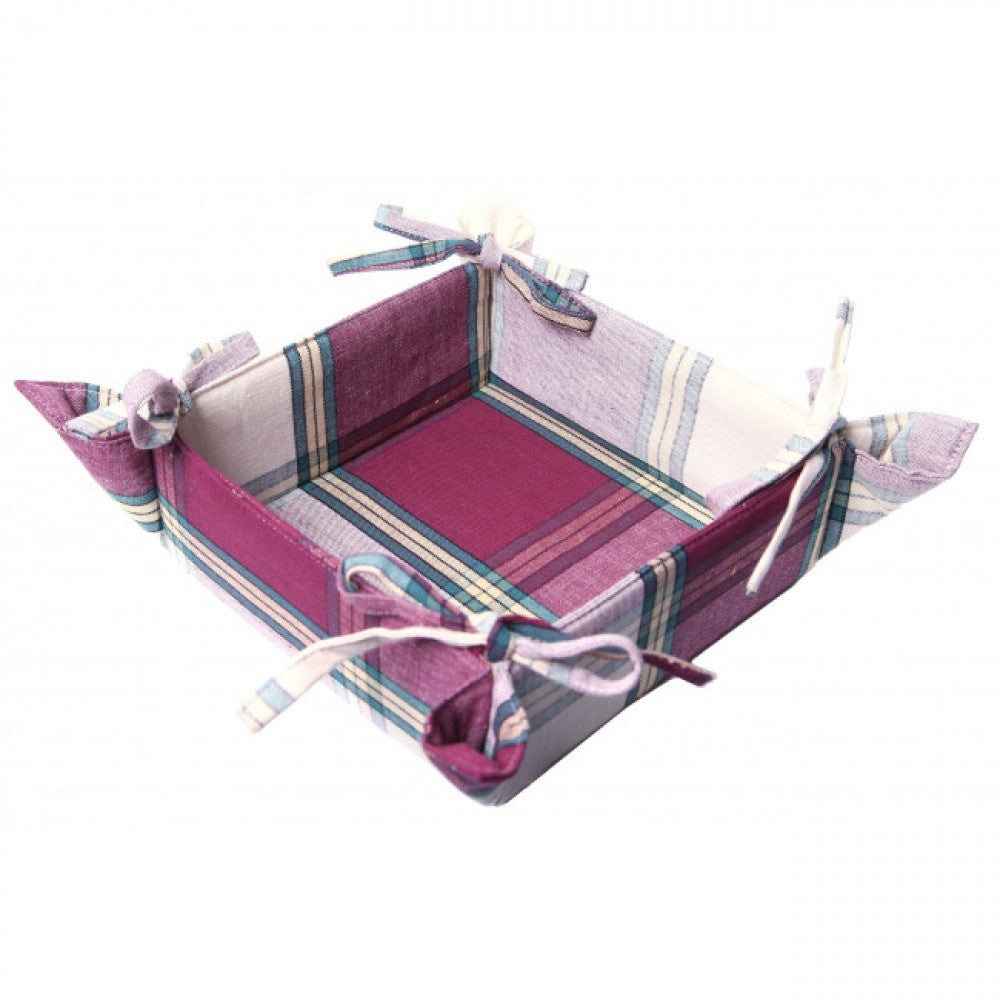 13x9" Sherwood Burgundy Check Pattern Bread Basket