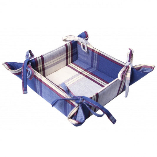 13x9" Sherwood Navy Check Pattern Bread Basket