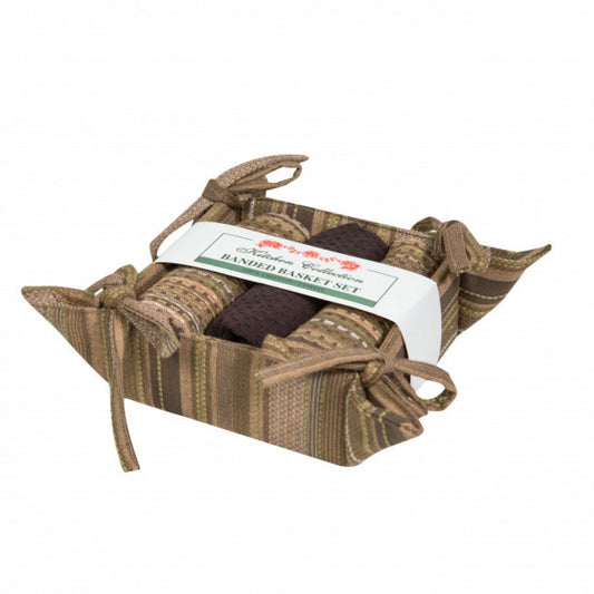 Alloy Stripes 2 Dish Cloths; 1 Tea Towel And Bread Basket Set