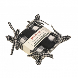 Toro Black Check Pattern 2 Dish Cloths; 1 Tea Towel And Bread Basket Set