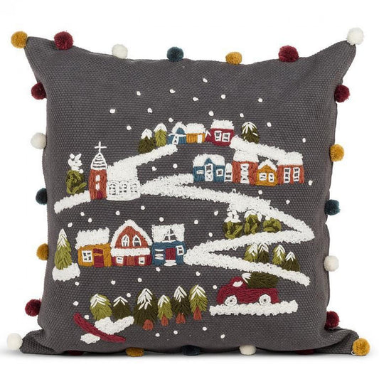 Village In The Winter Pillow