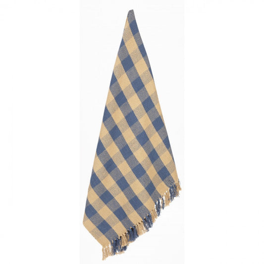 Navy Blue Check Pattern Cotton Throw