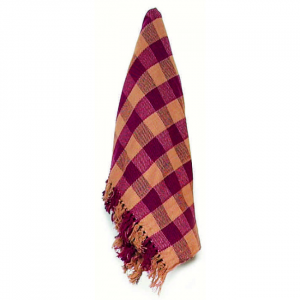 Burgundy Check Pattern Cotton Throw