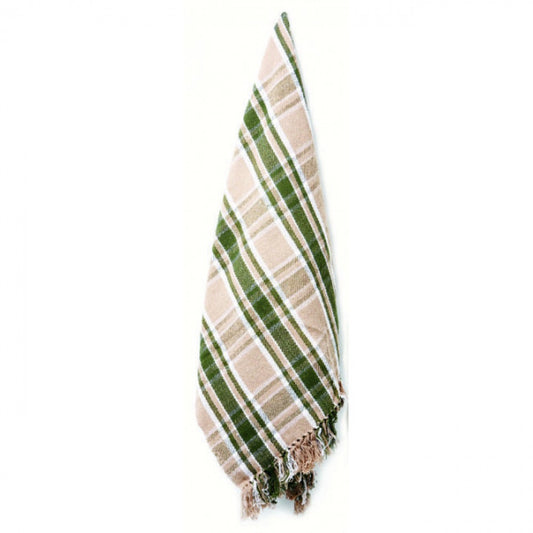 Tulsi Check Pattern Cotton Throw