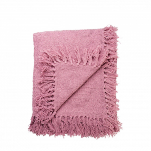 Fringed Dusty Rose Cotton Hand Woven Throw