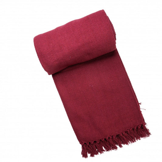Flat Weave Hand Woven Burgundy Cotton Throw