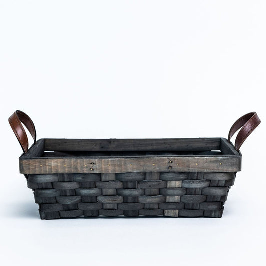 Dark Brown With Faux Leather Handles Basket