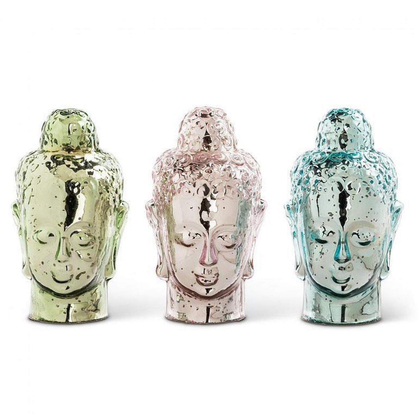 Set Of 3 Assorted Colors Buddha Head Figurine