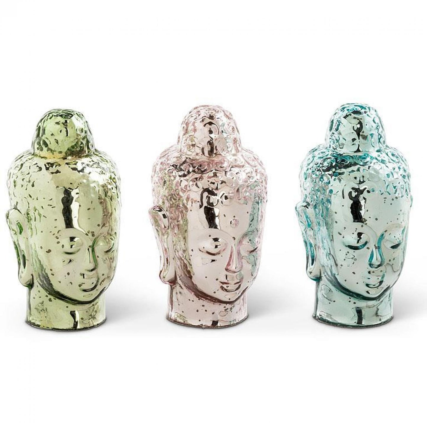 Set Of 3 Assorted Colors Buddha Head Figurine