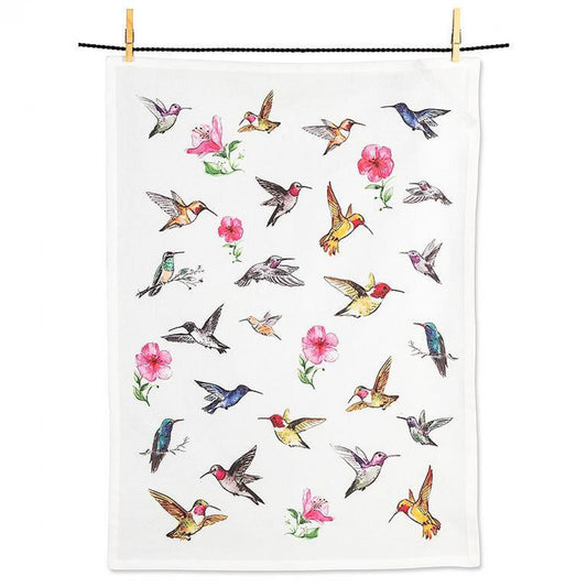 Set of 12 Allover Hummingbirds Tea Towel