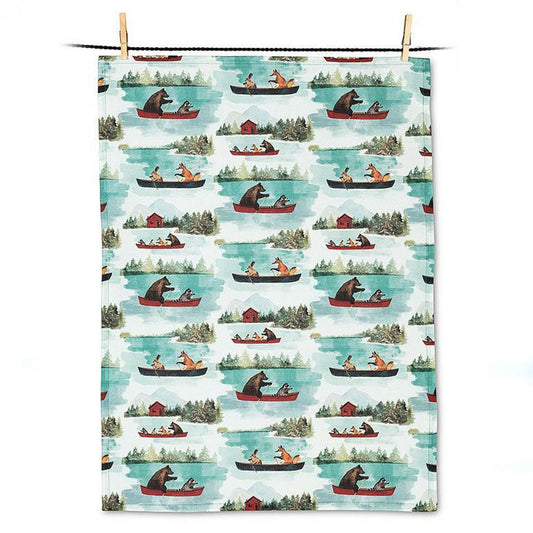 Set of 12 Animals In Canoe Tea Towel