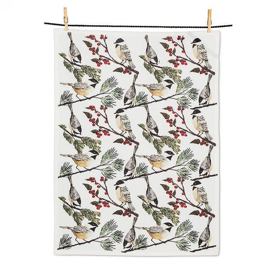 Set of 12 Chickadees On Branches Tea Towel