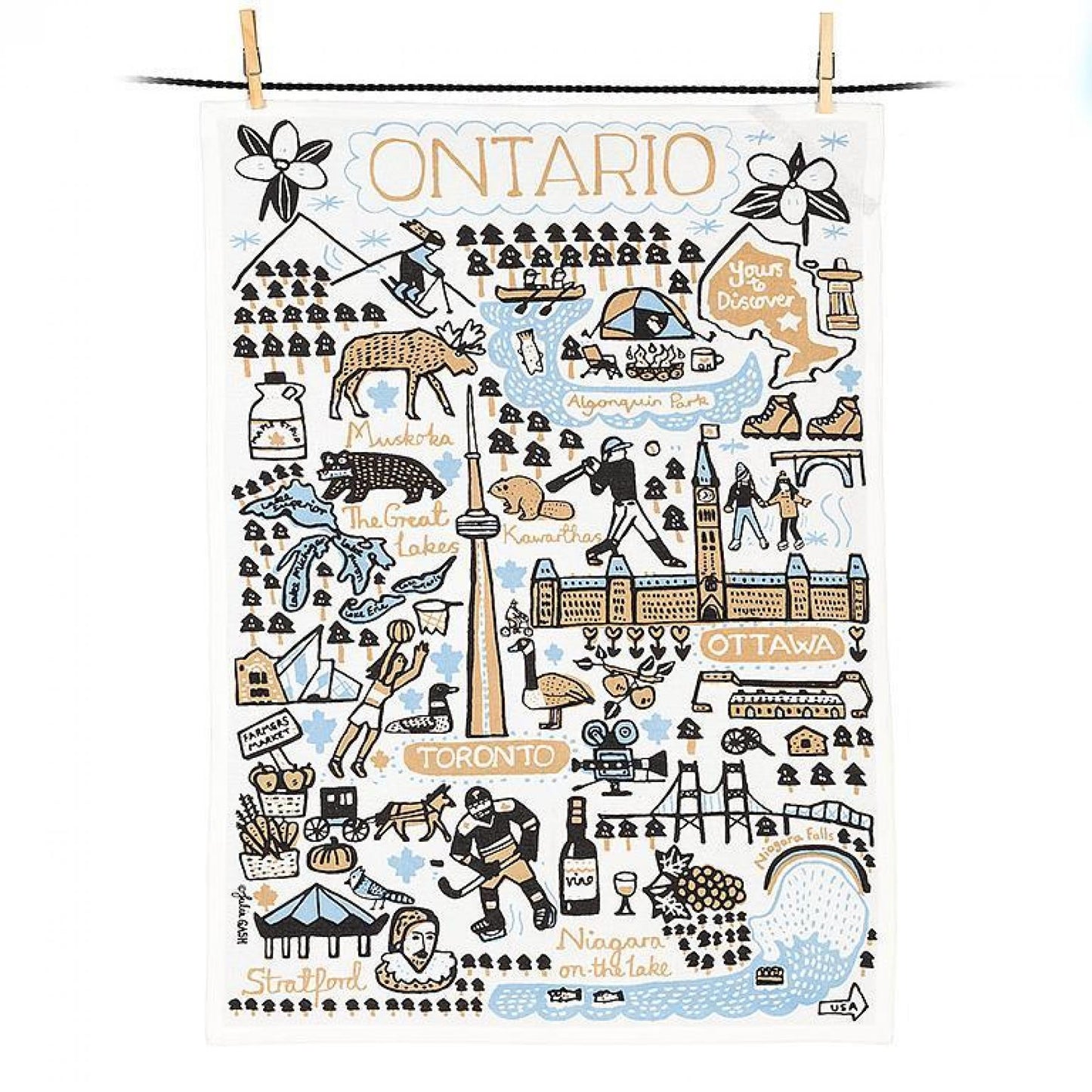 Set of 12 Ontario Landmarks Tea Towel