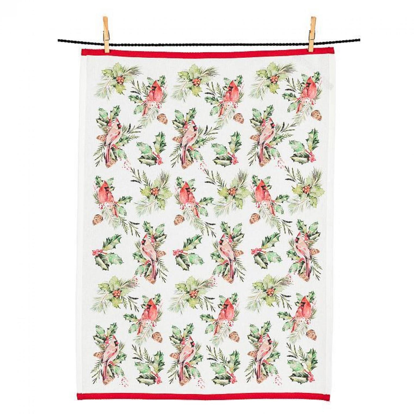 Cardinal & Holly Tea Towel